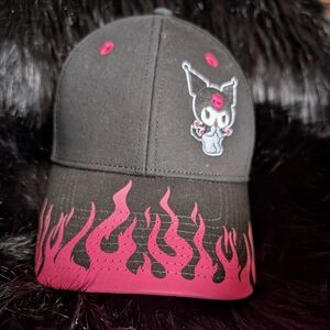 Hello Kitty And Friends KUROMI Pink & Black Ball Cap With Flames